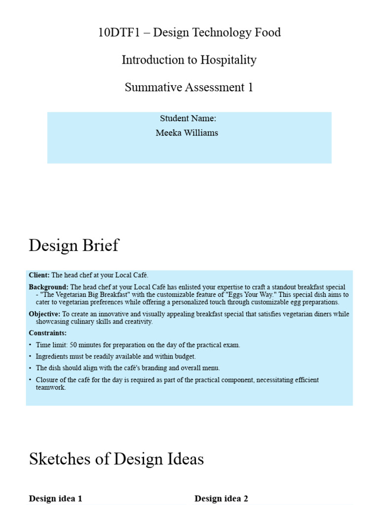 Vegetarian Big Breakfast Design Brief | PDF | Vegetarianism | Foods