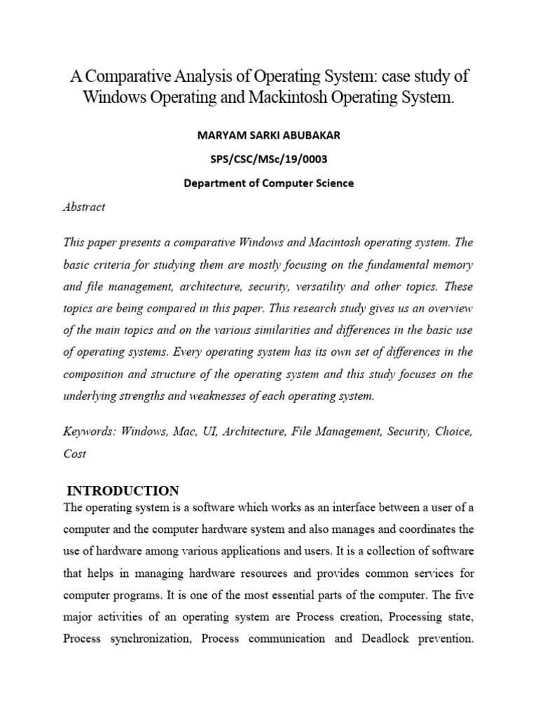Windows vs. Mac OS Comparison | PDF | Operating System | Mac Os