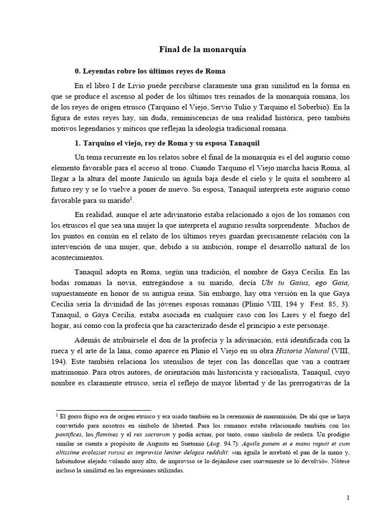 Últimos Reyes de Roma: Tanaquil y Servio Tulio | PDF | Roma antigua