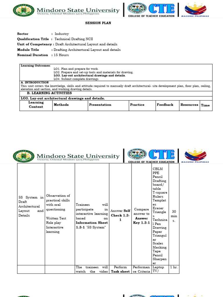 Technical Drafting Session Plan | PDF | Drawing | Technical Drawing