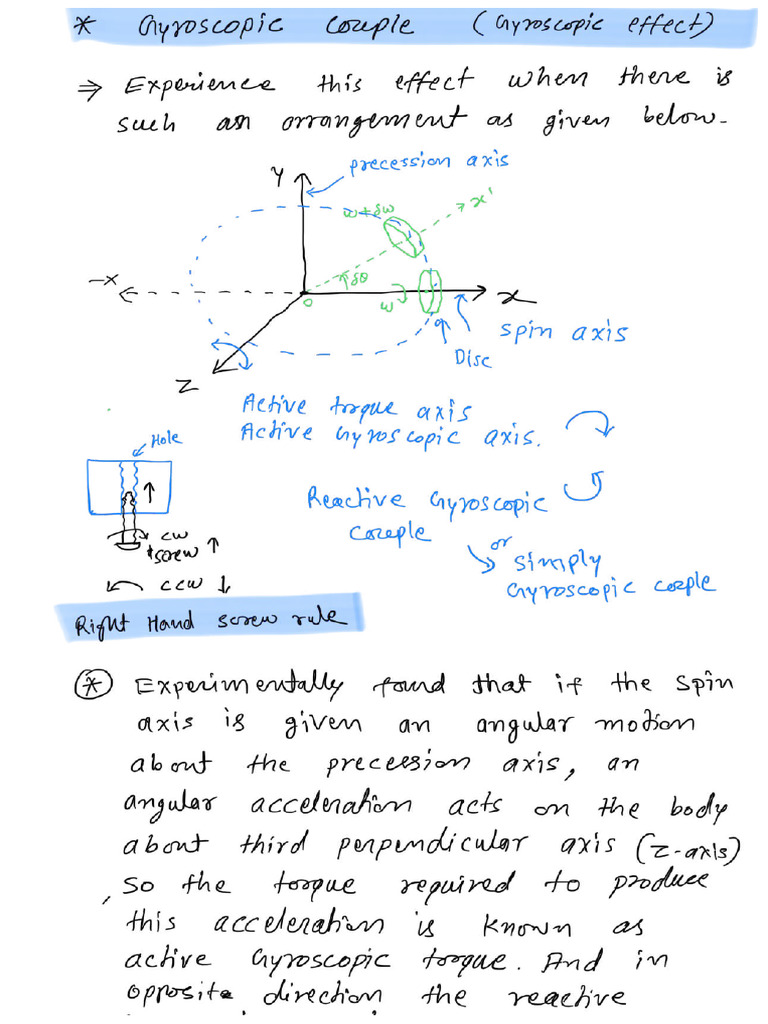 Gyroscopic Couple (Gyroscopie Effect) - Compressed | PDF
