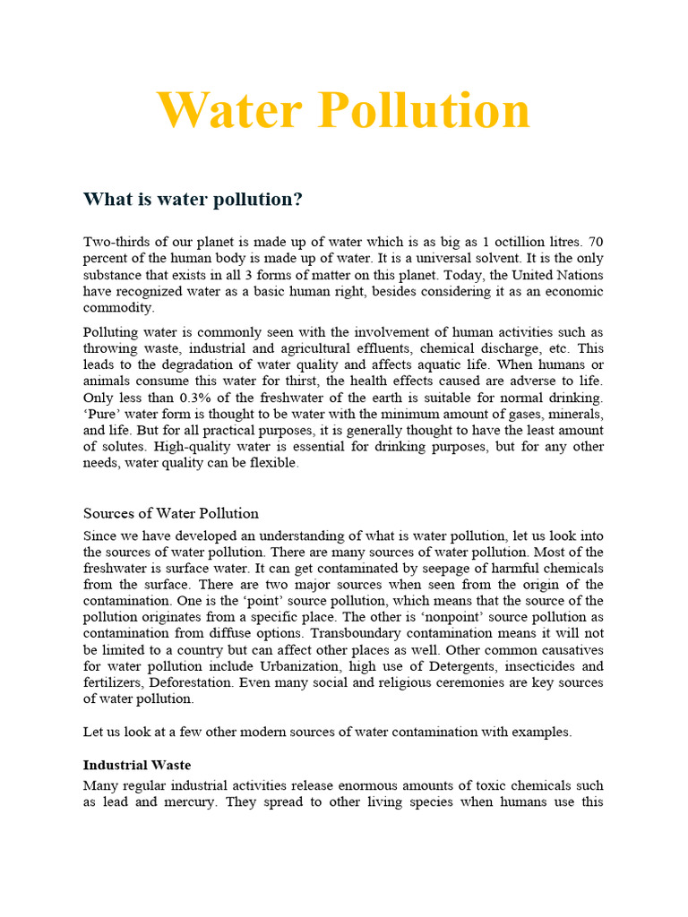 Water Pollution | PDF | Water Pollution | Water