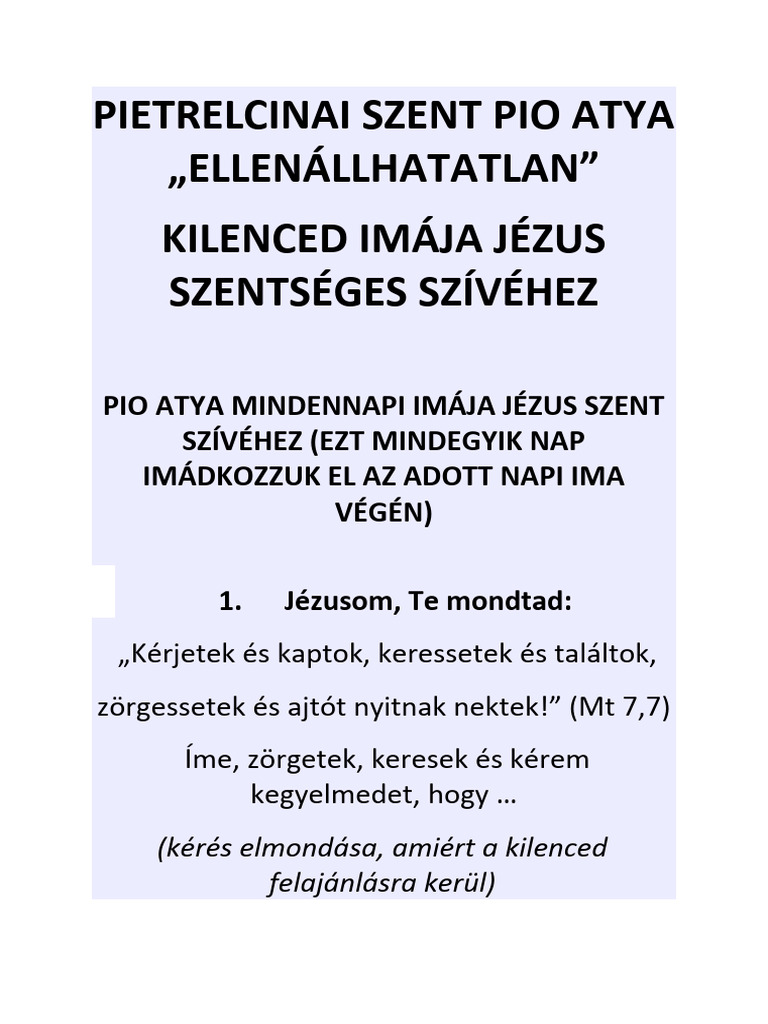 Pió Atya Kilenced | PDF