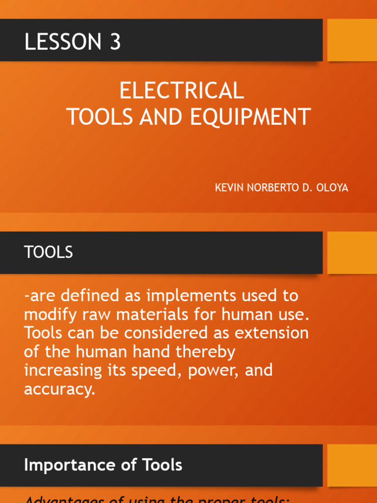 Essential Electrical Tools Overview | PDF | Screw | Voltage