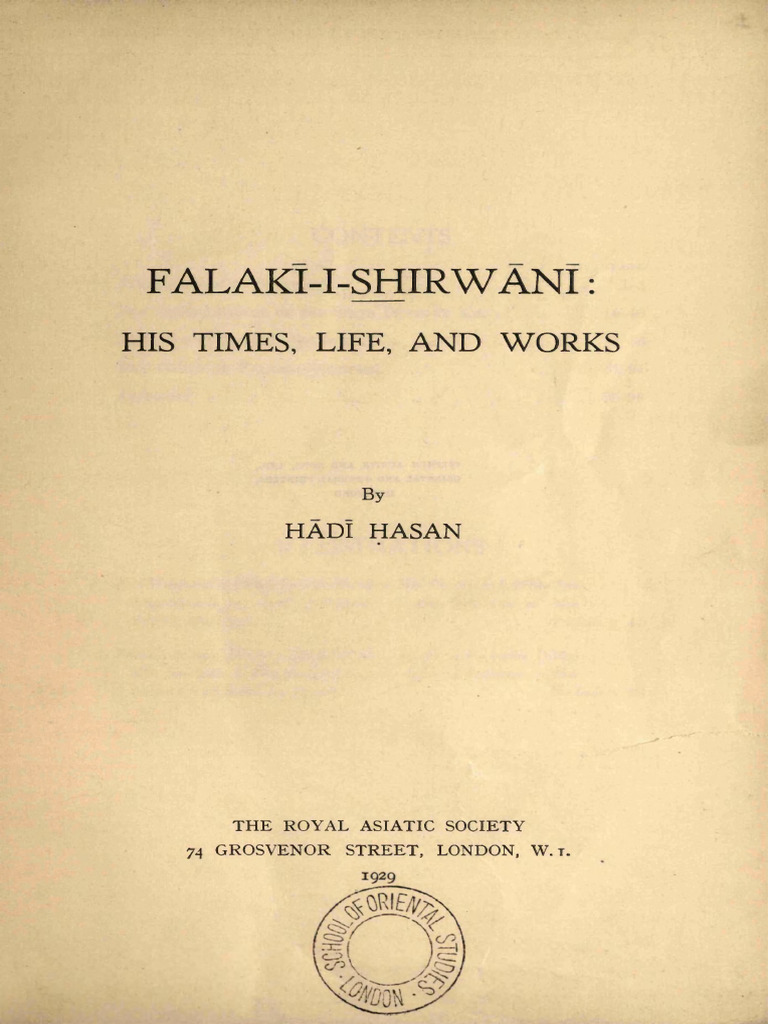 Falaki-I-Shirwani:: His Times, Life, and Works | PDF