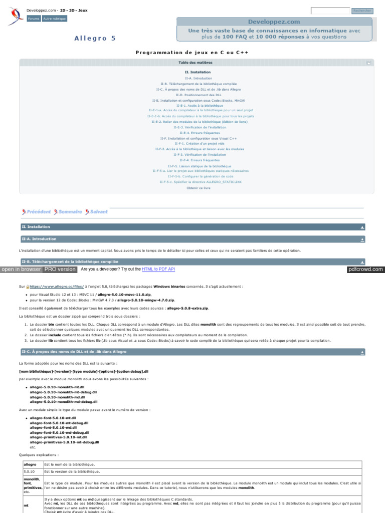 Tutoriel Sur Allegro 5 | PDF | Bibliothèque logicielle | Logiciel système