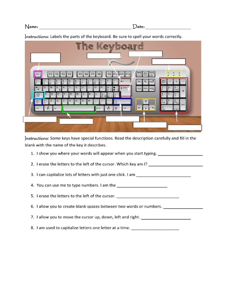 Working With Keyboard Worksheet To Be Added in Book | PDF