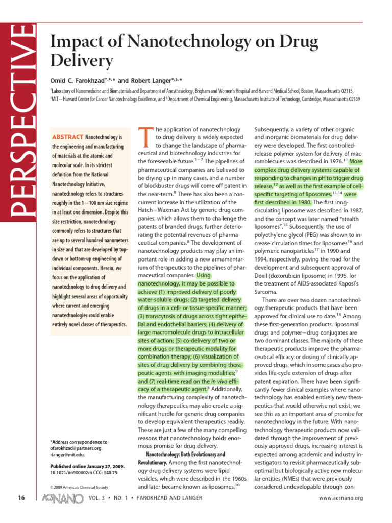 Nanotechnology's Role in Drug Delivery | PDF | Nanotechnology | Rna ...