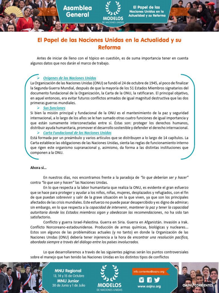 Reforma y Desafíos de la ONU Actual | PDF | Naciones Unidas ...