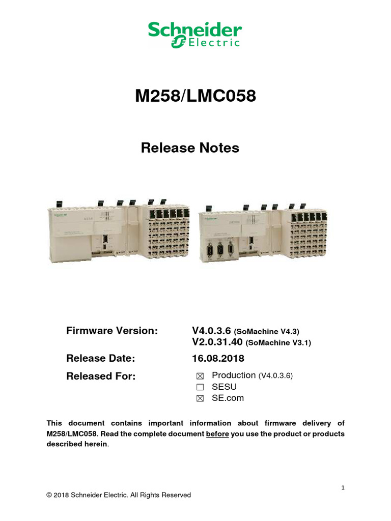 Release Notes M258 LMC058 V4.0.3.6 | PDF | Usb | Usb Flash Drive
