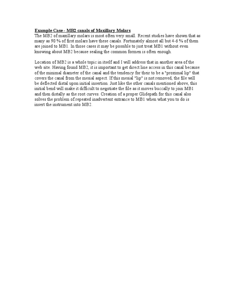 MB2 Canals in Maxillary Molars Explained | PDF