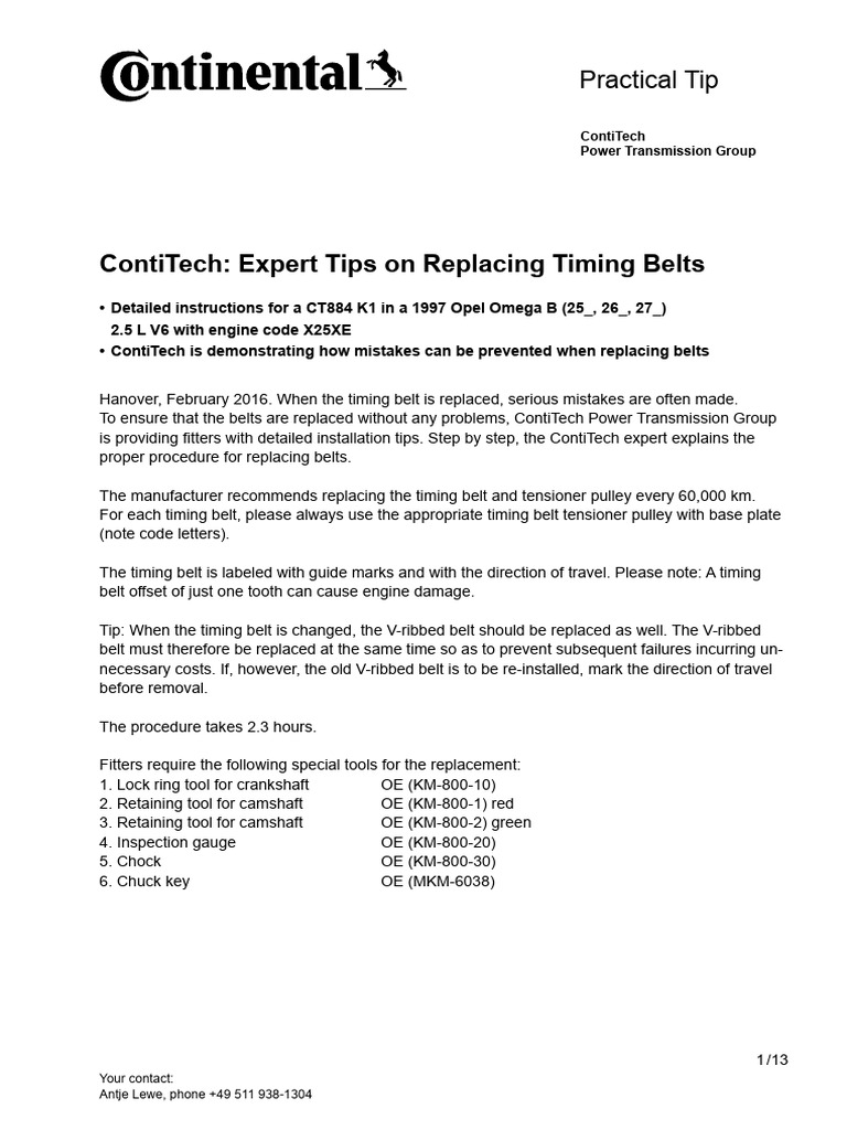 1997 Opel Omega 25l v6 Timing Belt Fitting Guide Download Free PDF