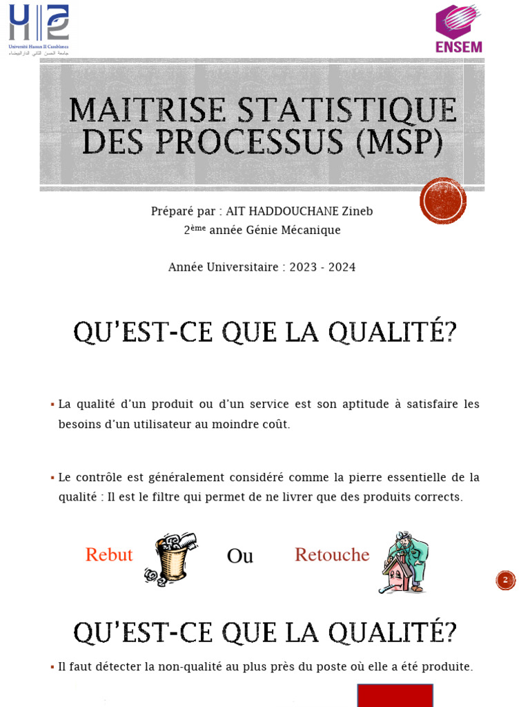 Maîtrise Statistique des Processus | PDF | Statistiques