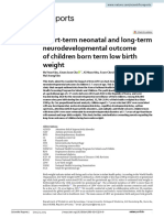 Short Term Neonatal and Long Term Neurodevelopmental Outcome of Children Born Term Low Birth Weight