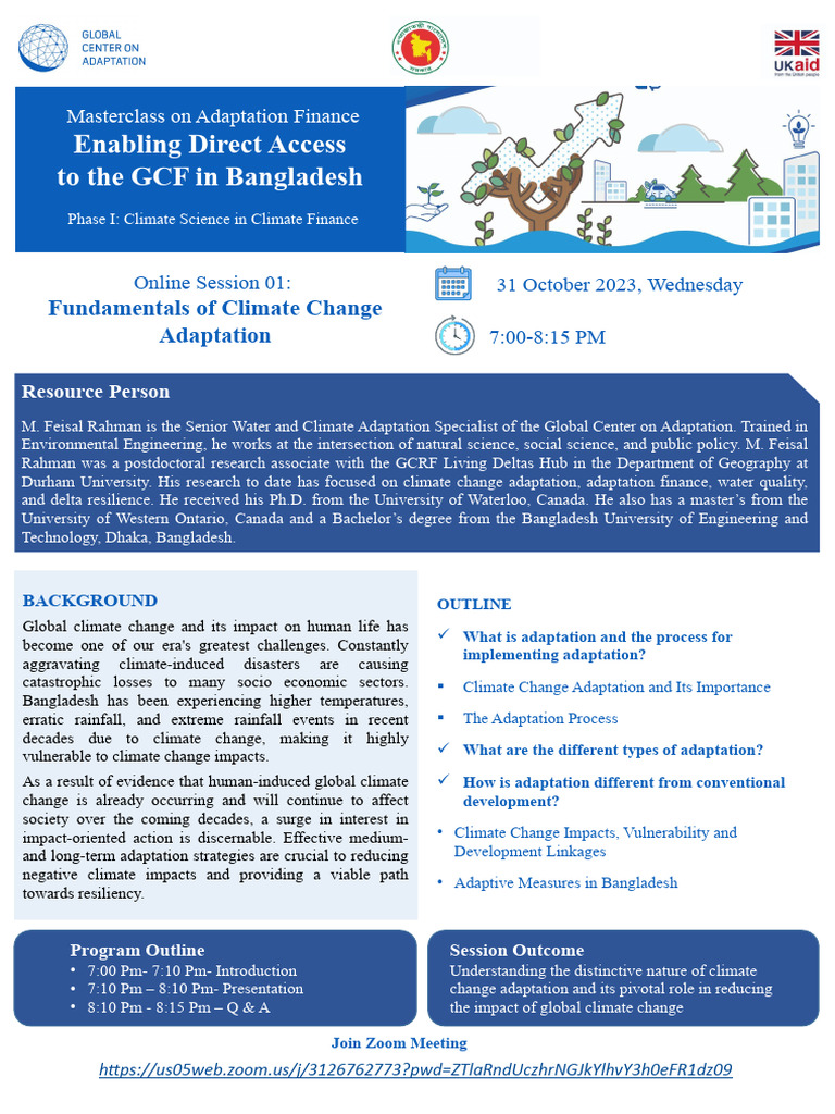 Masterclass On Adaptation Finance - Online Session 01 | PDF | Climate ...