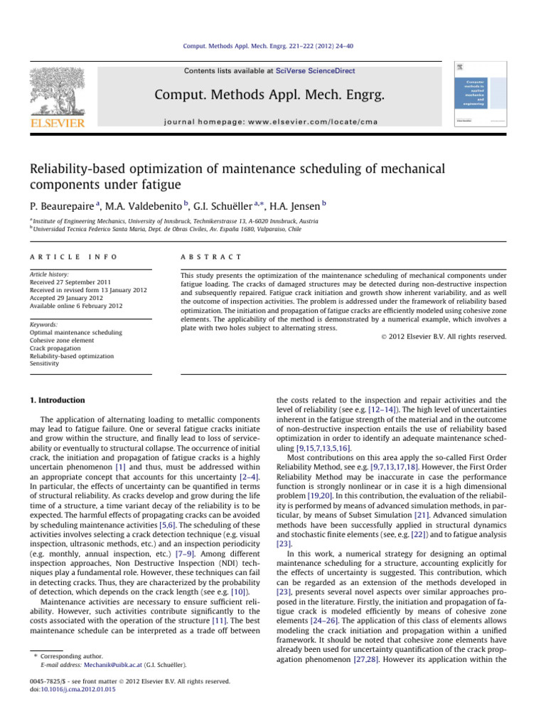 Reliability Based Optimization of Mainte | PDF | Fracture | Fracture ...