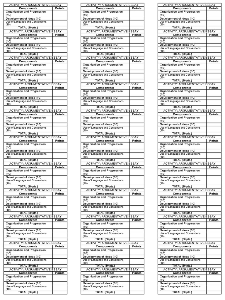 Argumentative Essay Scoring Guide | PDF | Essays | Non Fiction Literature