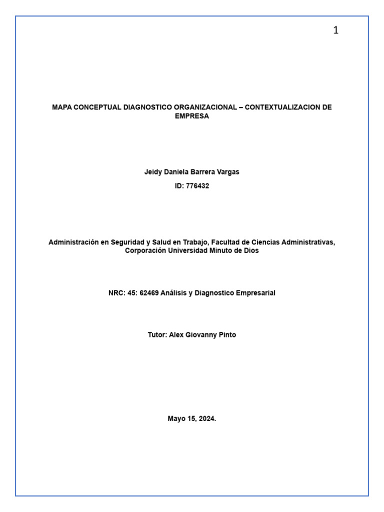 Mapa Conceptual de Diagnóstico Organizacional | PDF | Business ...