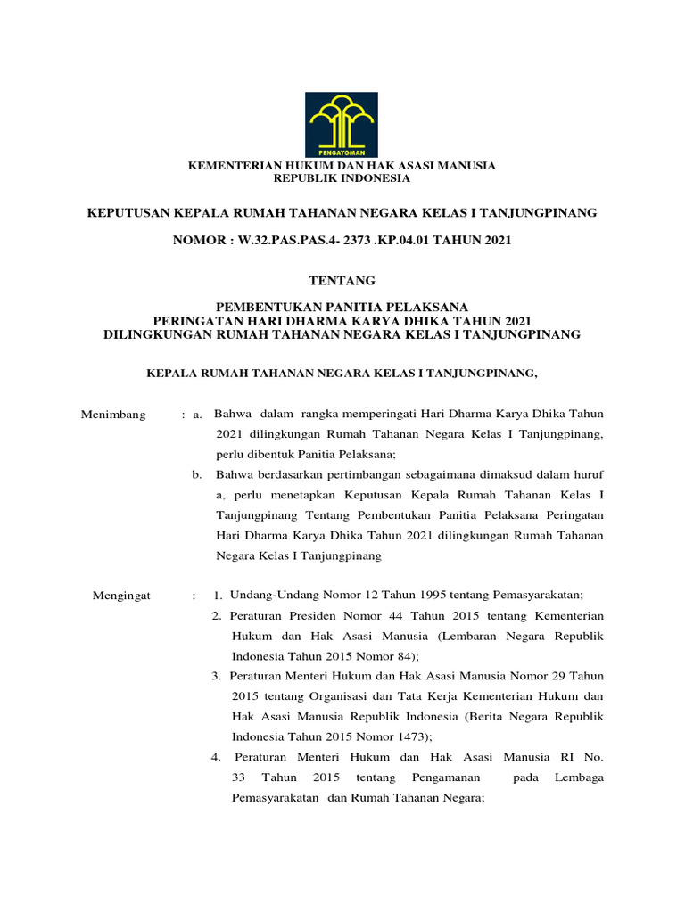 Pembentukan Panitia HDKD 2021 | PDF