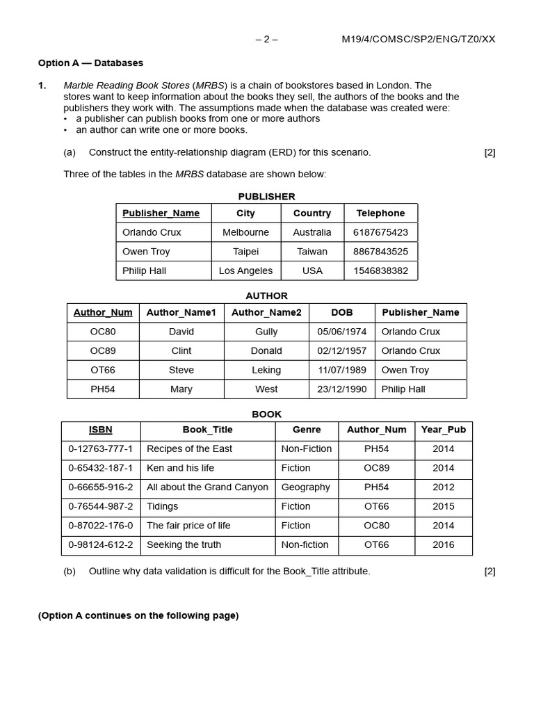 Computer Science Paper 2 SL | PDF | Databases | Database Transaction