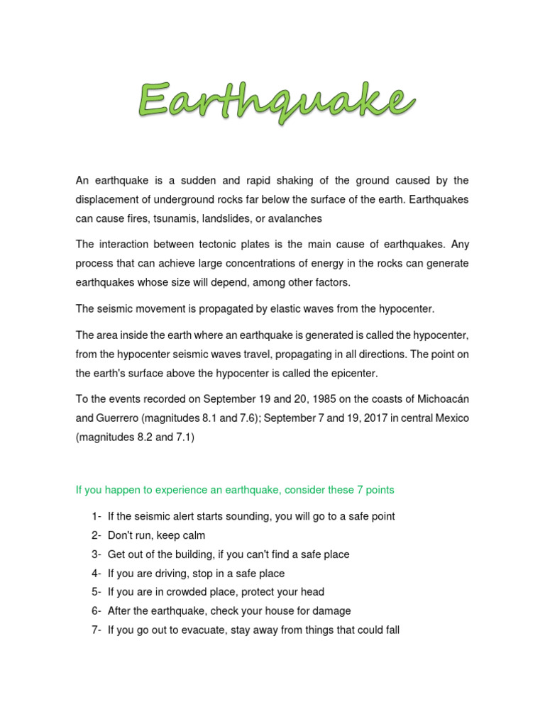 Earthquake Safety Guidelines | PDF