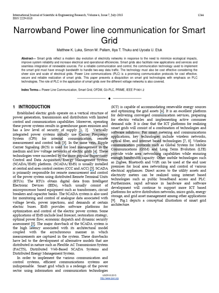Narrowband Power Line Communication For | PDF | Smart Grid | Electrical ...