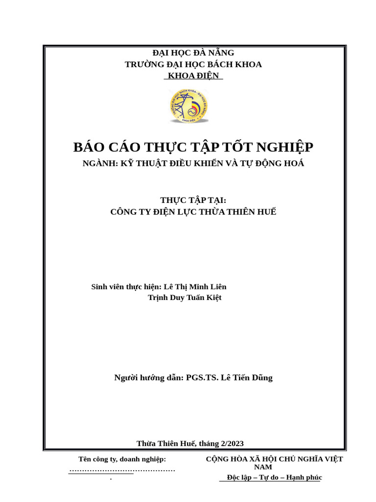 Bao cao thuc tap tot nghiep nganh ky thuat dieu khien va tu dong hoa