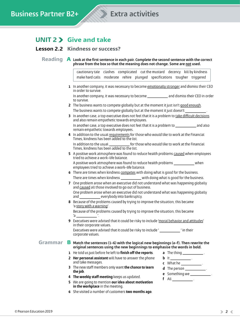 Business Partner B2+ Extra Activities | PDF | Applied Psychology ...