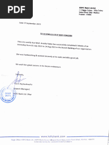 HDFC Internship Certificate
