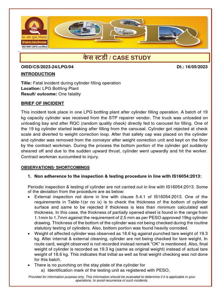 Case Study - Cylinder Rupture | PDF