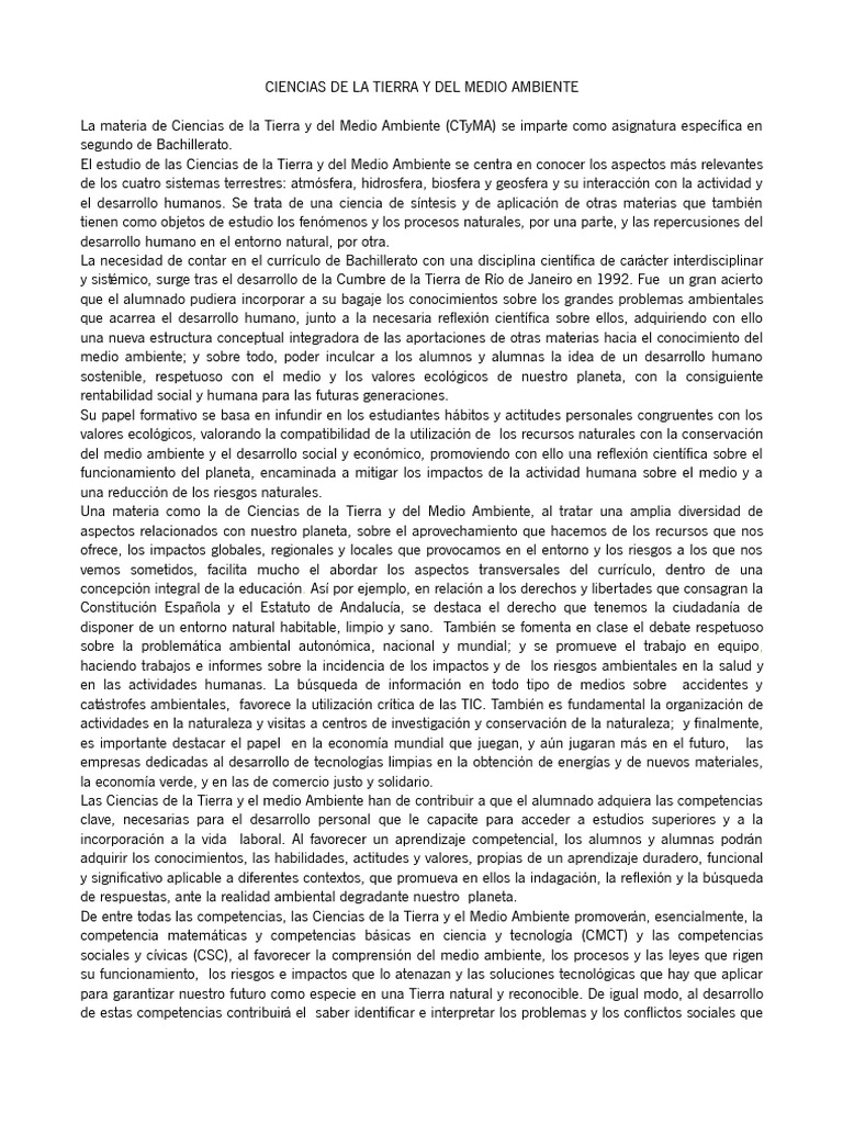 Ciencias de la Tierra y Medio Ambiente 2º Bachillerato | PDF | Entorno ...