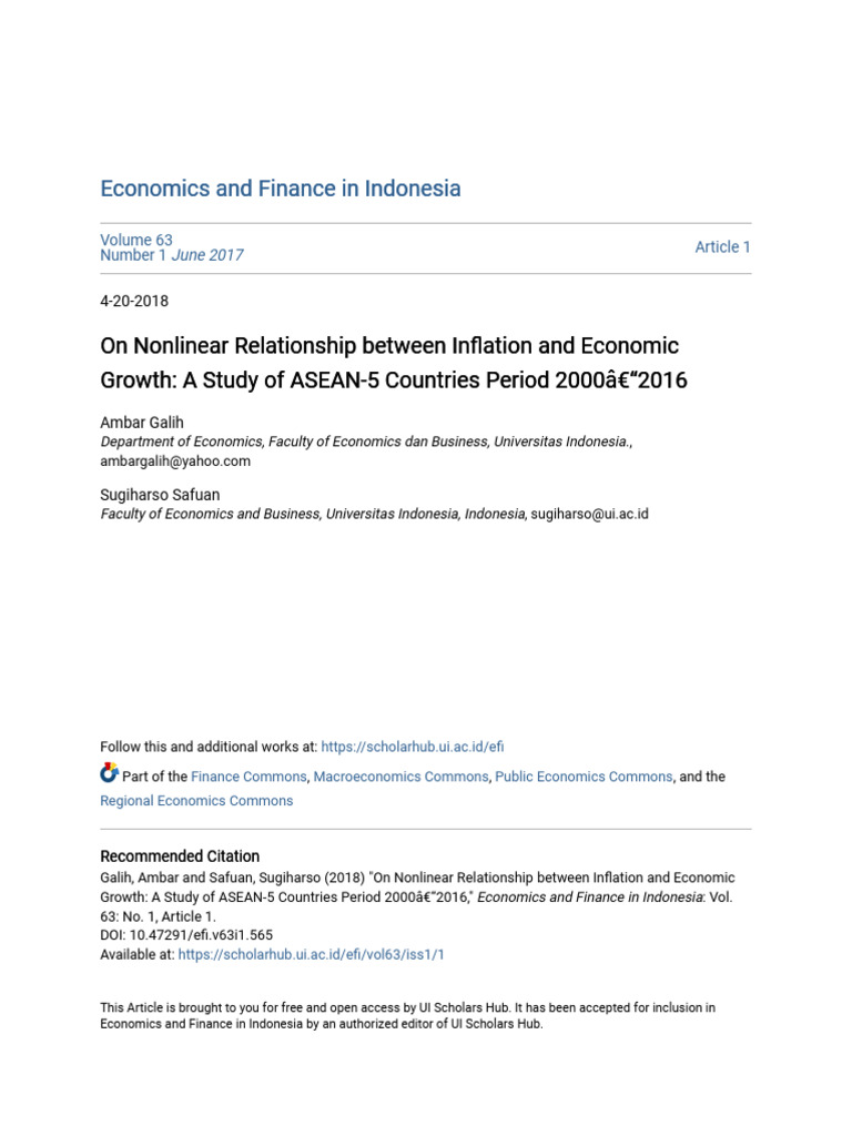 On Nonlinear Relationship Between Inflation and Economic Growth | PDF ...