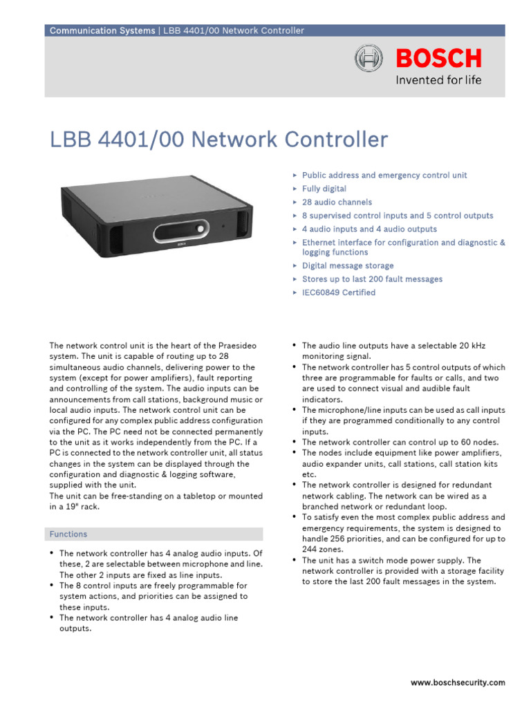 LBB 4401/00 Network Controller Overview | PDF | Computer Network | Decibel