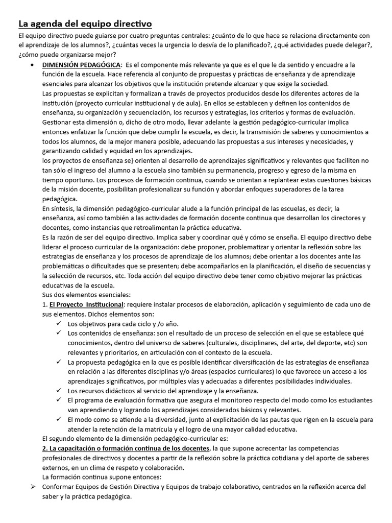 La Agenda del Equipo Directivo Escolar | PDF | Enseñando | Evaluación