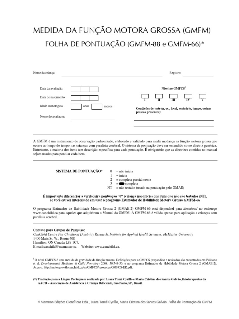 Folha de Pontuação da GMFM | PDF | Jogos e Atividades