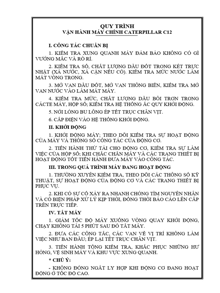Quy Trinh Van Hanh | PDF