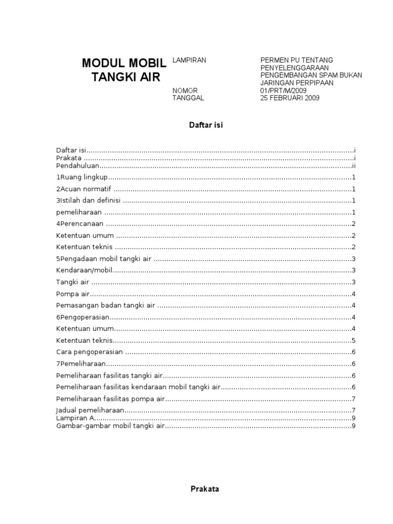 Modul Mobil Tangki Air SPAM BJP | PDF