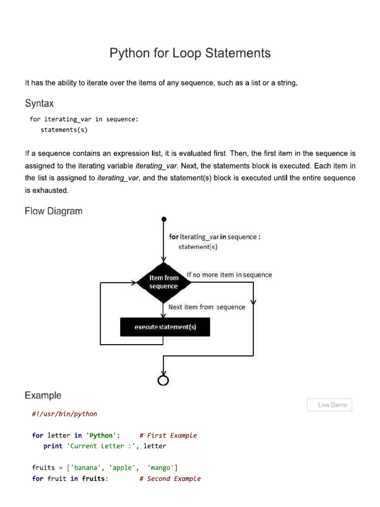 9 Python For Loop Statements | PDF