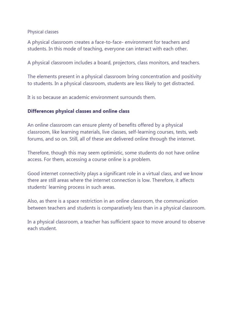 Classroom vs. Online Learning: Key Differences | PDF | Educational ...