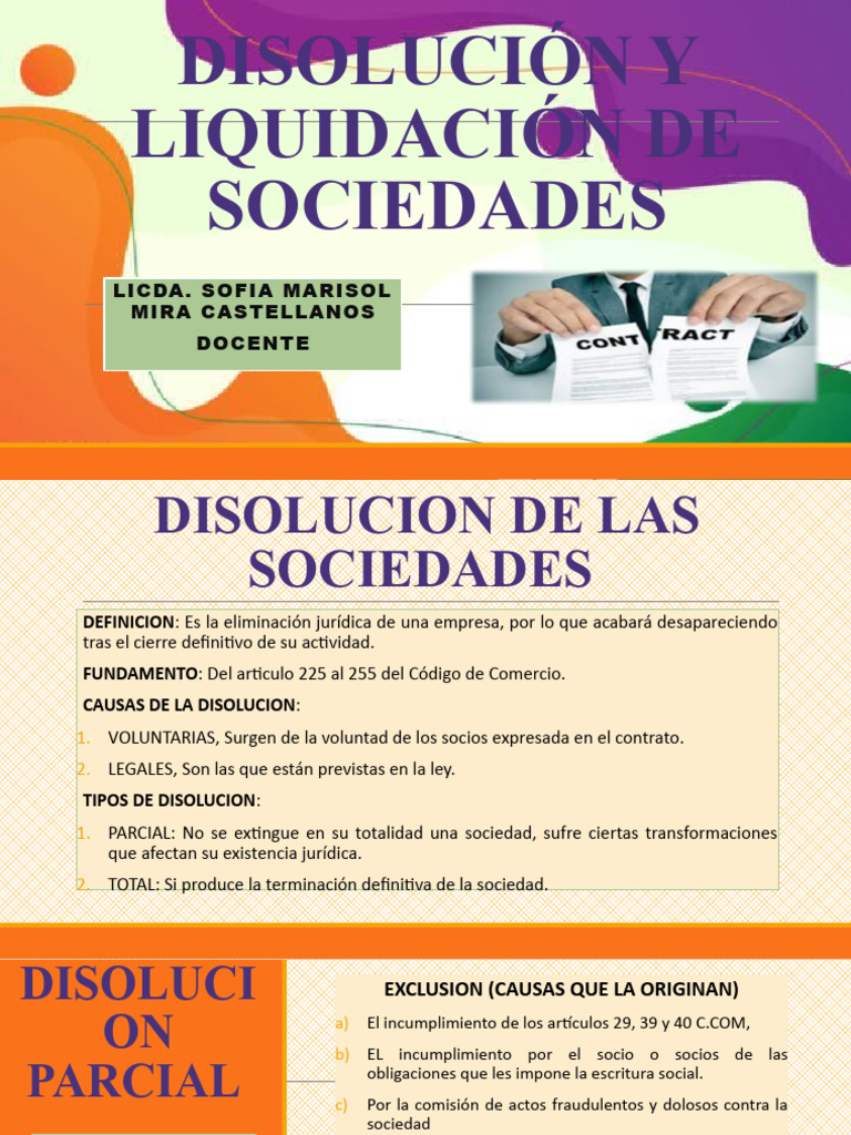 Disolución Y Liquidación De Sociedades Licda Sofia Marisol Mira