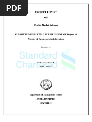 Project On Capital Market Reforms Securities Finance Banks - 