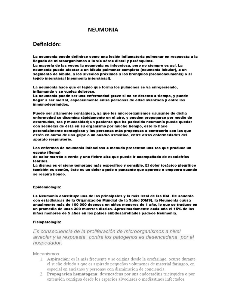 Neumonia Pdf Neumonía Epidemiología