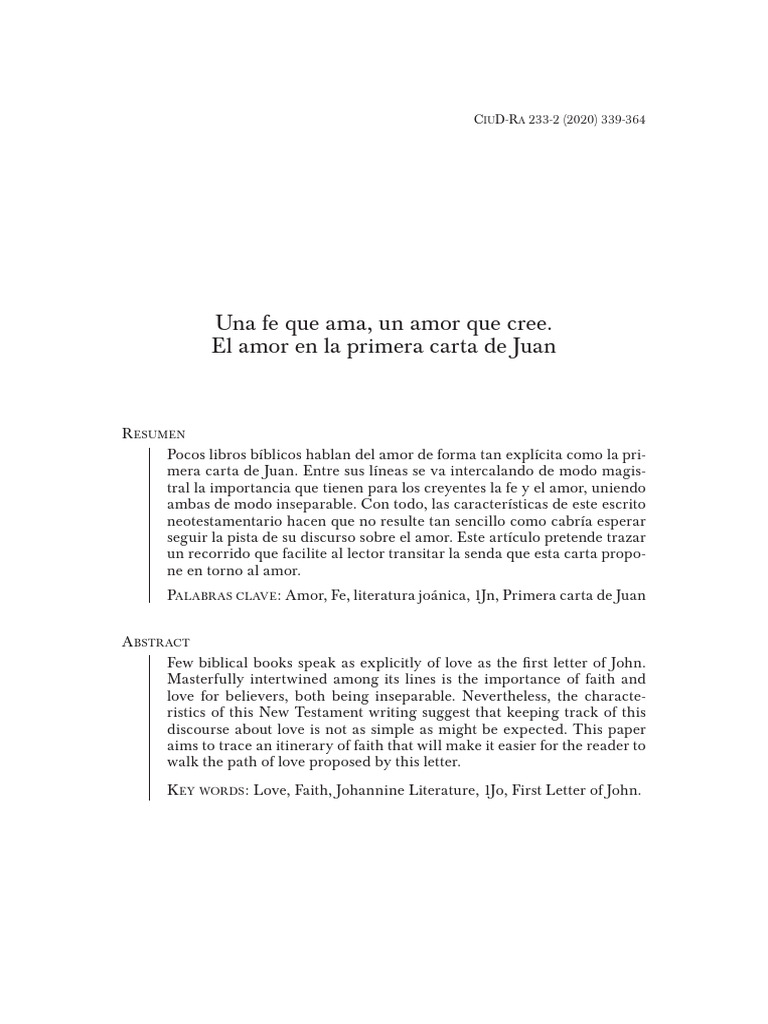 Amor y fe en la primera carta de Juan | PDF | Amor | Jesús