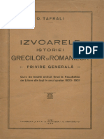 Orest Tafrali - Izvoarele Istoriei Grecilor Și Romanilor. Privire Generală (1928)