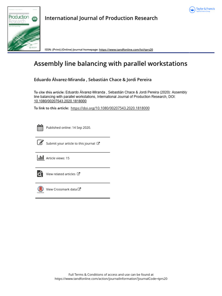 Assembly Line Balancing with Parallel Workstations | PDF | Mathematical ...