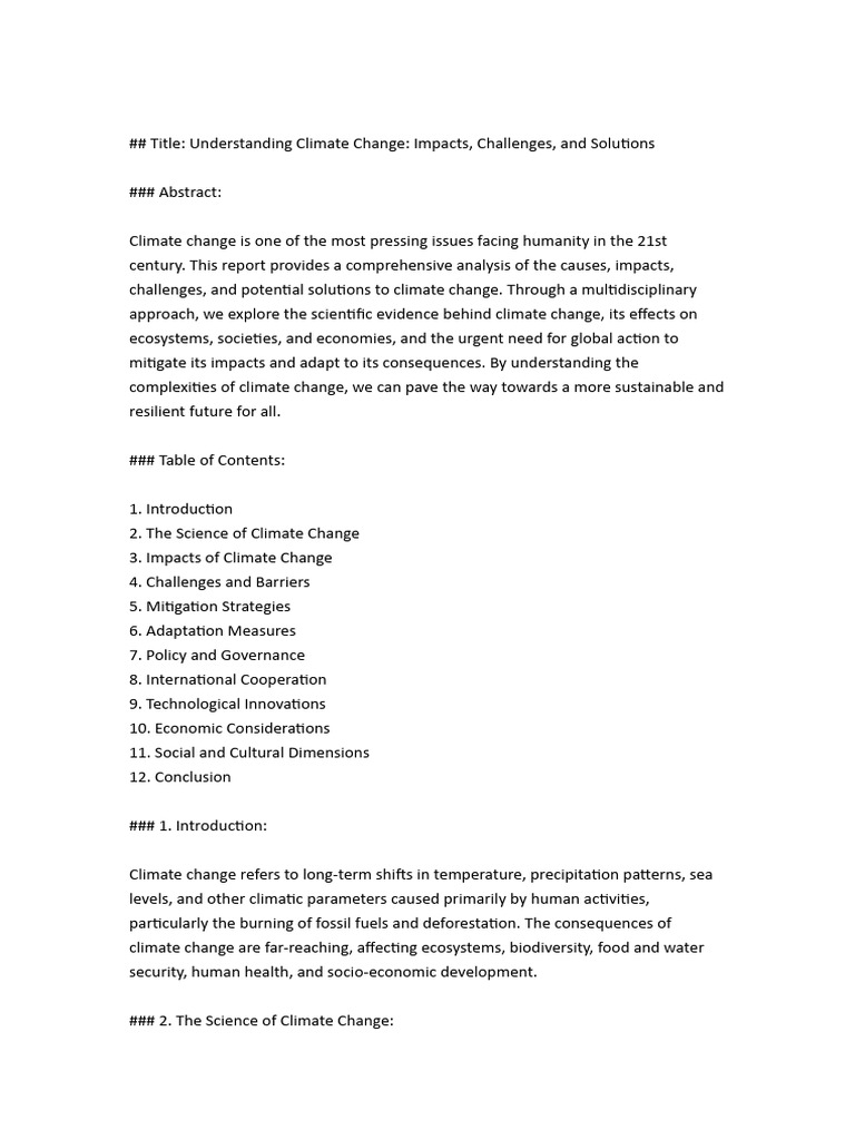 Climate Change: Impacts and Solutions | PDF | Climate Change | Climate ...