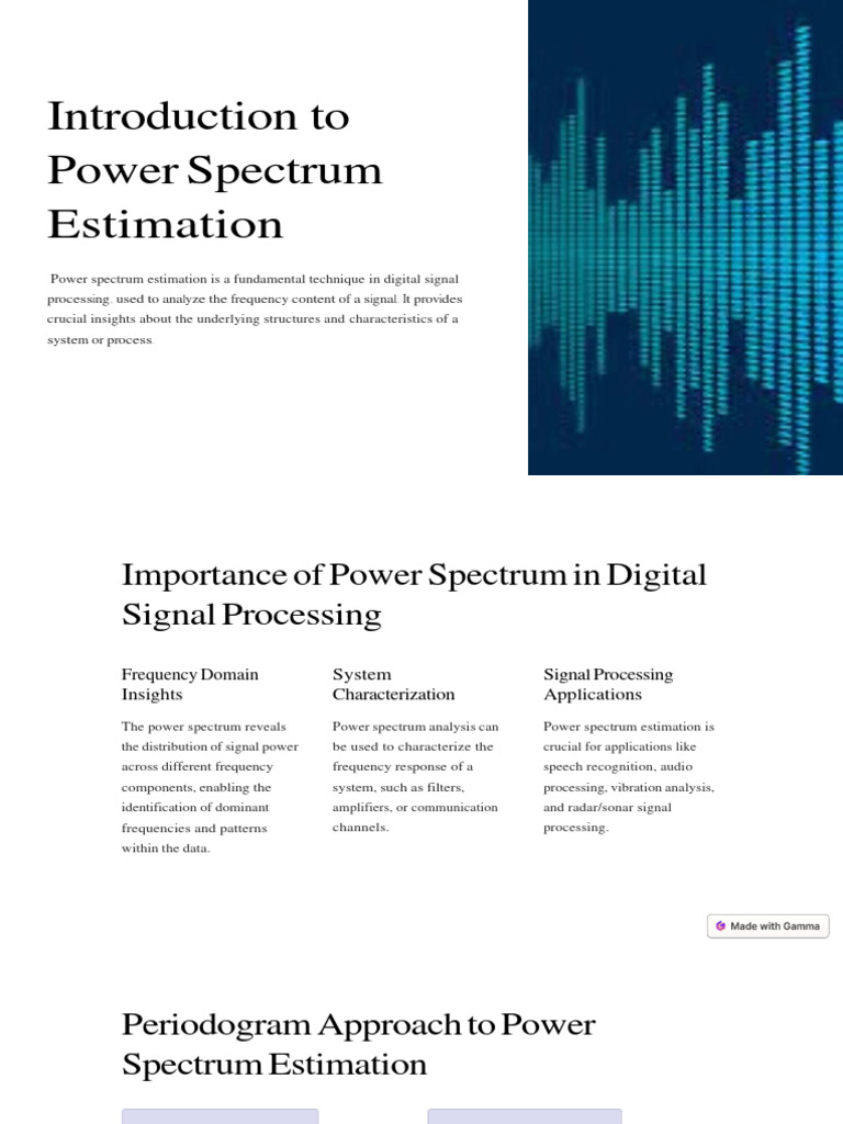 Power Spectrum Estimation Techniques | PDF | Spectral Density | Signal ...