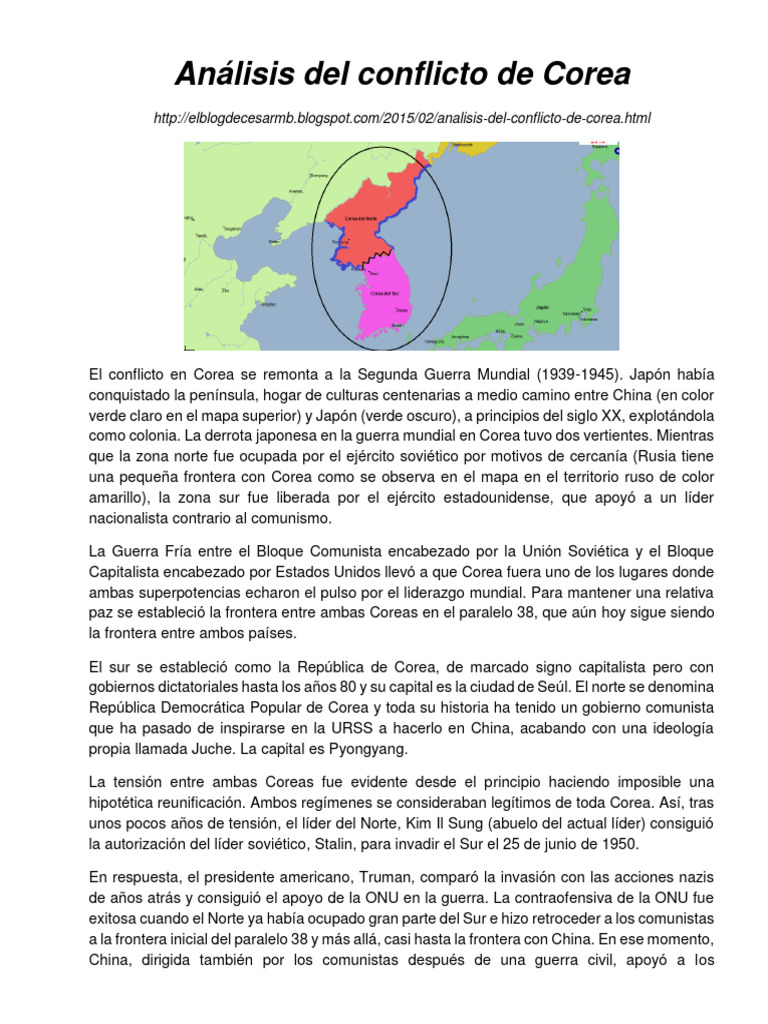 Conflicto de Corea: Historia y Tensión Actual | PDF | Corea del Norte ...