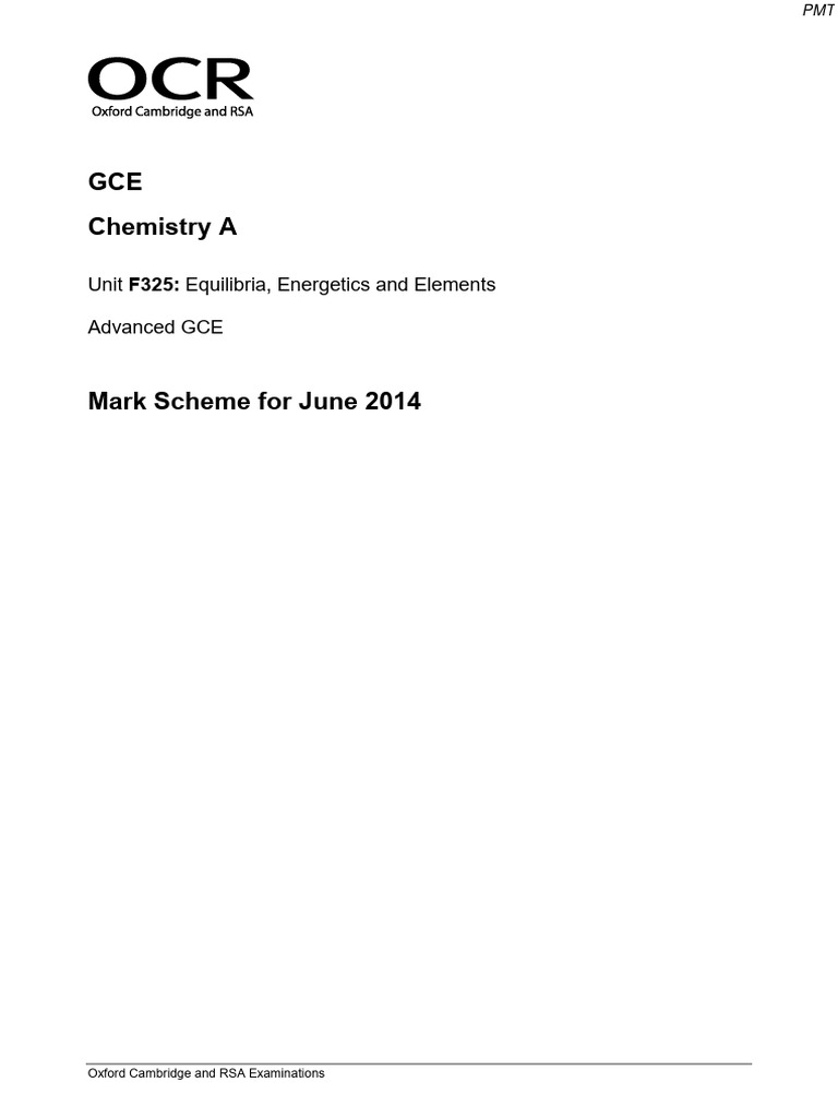 June 2014 MS Unit 5 OCR Chemistry ALevel PDF Ionic Bonding Coordination Complex
