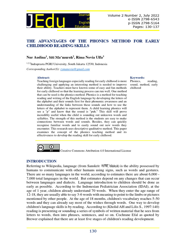 The Advantages Of The Phonics Method For Early Pdf Phonics Syllable